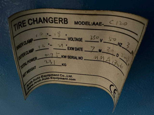 Arch auto equipment aae-c120 banden de-en montageapparaat - afbeelding 2 van  4
