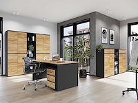 Archiefkast miguel met lade en 2 legplanken - antraciet/eik - afbeelding 4 van  7