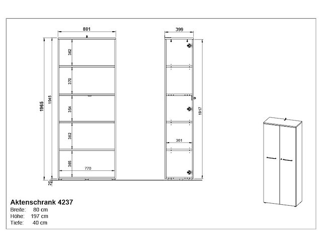 Archiefkast osmond 80cm met 2 deuren - lichtgrijs - afbeelding 9 van  9