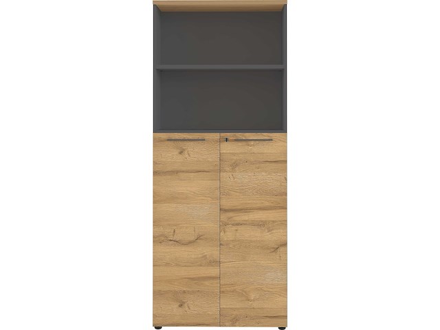 Archiefkast osmond 80cm met 2 deuren & 2 open vakken - eik/grafiet - afbeelding 1 van  7