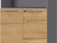 Archiefkast osmond 80cm met 2 deuren & 2 open vakken - eik/grafiet - afbeelding 2 van  7
