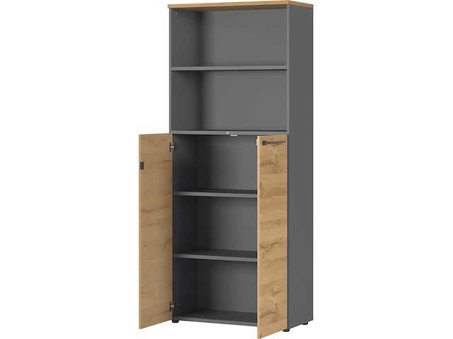 Archiefkast osmond 80cm met 2 deuren & 2 open vakken - eik/grafiet - afbeelding 3 van  7