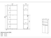 Archiefkast osmond 80cm met 2 deuren & 2 open vakken - eik/grafiet - afbeelding 7 van  7