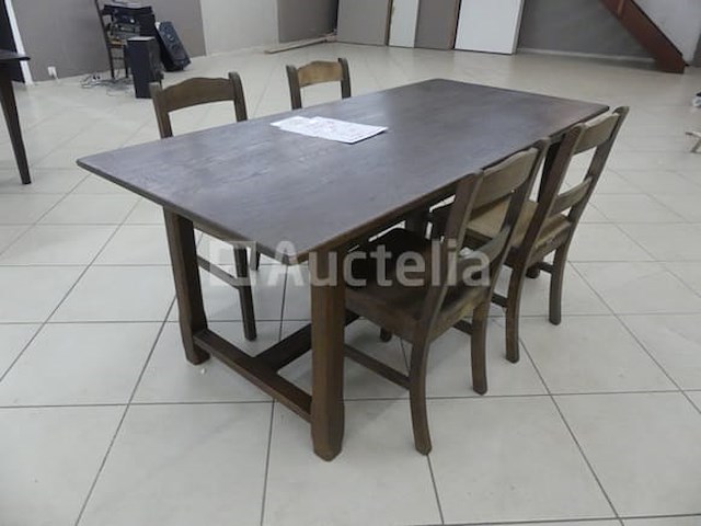 Ardennen-eikenhouten tafel + 4 stoelen - afbeelding 1 van  5