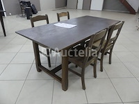 Ardennen-eikenhouten tafel + 4 stoelen - afbeelding 1 van  5