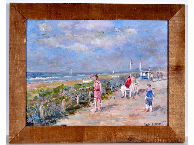Arie-kees van noort - zandvoort - olie op paneel - gesigneerd - 30x45 cm - afbeelding 2 van  6
