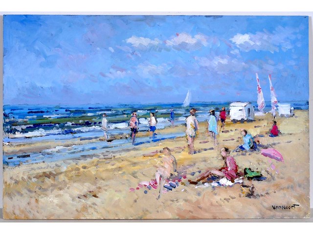 Arie-kees van noort - zandvoort - olie op paneel - gesigneerd - 30x45 cm - afbeelding 1 van  12