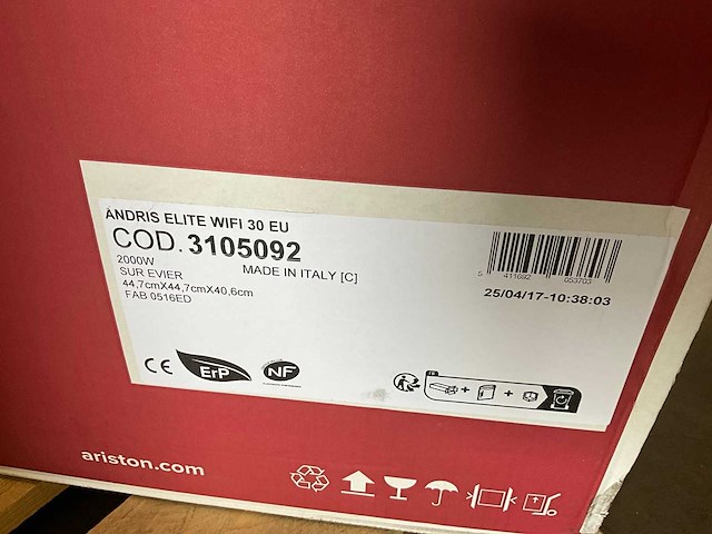 Ariston andris 30 elite wifi elektrische waterverwarmer - afbeelding 3 van  5