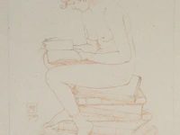 Armand rassenfosse (1862-1934), an ex-libris design for 'a. simon', 1929, pencil and sanguine on paper 20 x 14 cm. (7.87 x 5.50 in.), frame: 42 x 32 cm. (16.53 x 12.59 in.)
