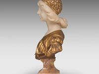 Armando calendi (1882-1943), bust of a young girl, gilt bronze, alabaster and marble 45 cm. (17.71 in.) - afbeelding 3 van  7