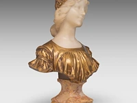 Armando calendi (1882-1943), bust of a young girl, gilt bronze, alabaster and marble 45 cm. (17.71 in.) - afbeelding 6 van  7