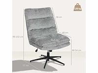 Armloze draaistoel, gestoffeerde bureaustoel met zachte stoffen bekleding - afbeelding 3 van  6