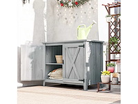 Armoire de jardin en bois, placard de jardin en bois avec étagères et double portes - afbeelding 2 van  7