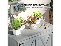 Armoire de jardin en bois, placard de jardin en bois avec étagères et double portes - afbeelding 6 van  7