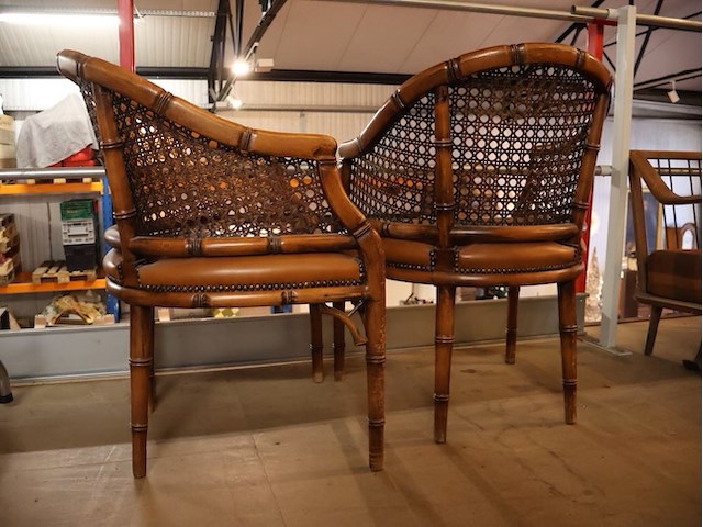 Armstoel koloniale stijl (x2) - afbeelding 4 van  8