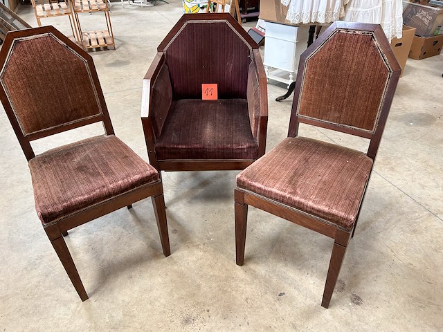 Art deco stoelen 3items - afbeelding 1 van  1