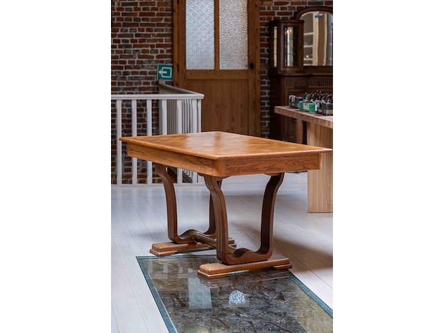 Art deco tafel met tafelblad met dambordpatroon - afbeelding 1 van  6