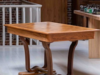 Art deco tafel met tafelblad met dambordpatroon - afbeelding 1 van  6