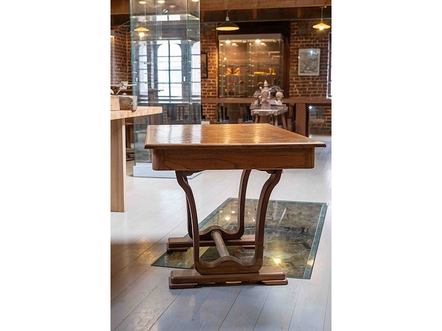 Art deco tafel met tafelblad met dambordpatroon - afbeelding 2 van  6