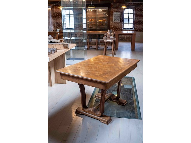 Art deco tafel met tafelblad met dambordpatroon - afbeelding 3 van  6