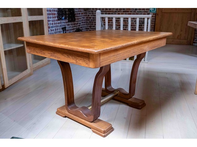 Art deco tafel met tafelblad met dambordpatroon - afbeelding 5 van  6