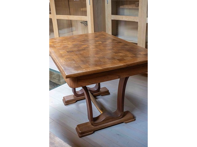 Art deco tafel met tafelblad met dambordpatroon - afbeelding 6 van  6