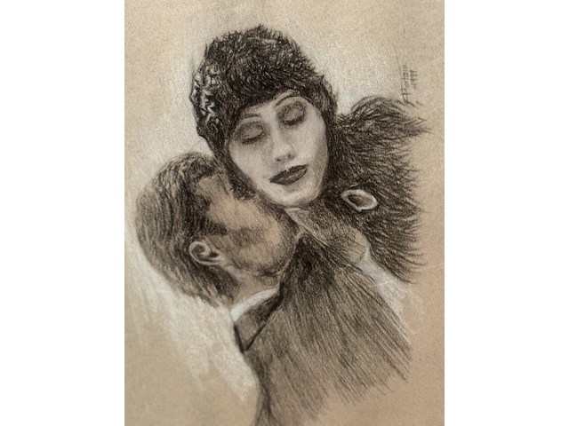 Art deco tekening koppeltje - afbeelding 3 van  3