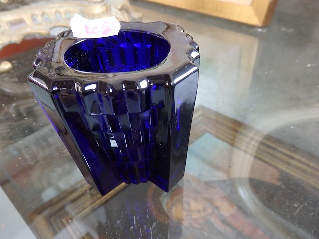 Art deco vaas in cobalt glas - afbeelding 1 van  1
