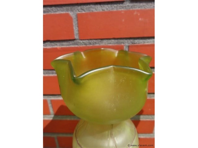 Art-nouveau glaspasta vazen groen/paars - afbeelding 2 van  9