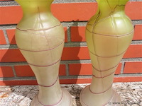 Art-nouveau glaspasta vazen groen/paars - afbeelding 5 van  9