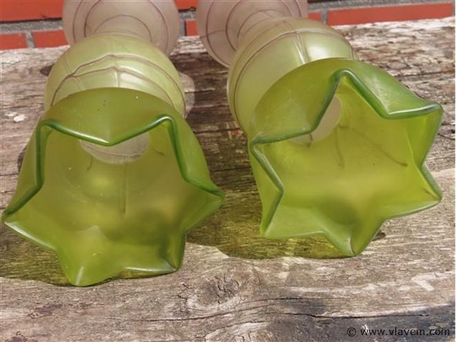 Art-nouveau glaspasta vazen groen/paars - afbeelding 9 van  9