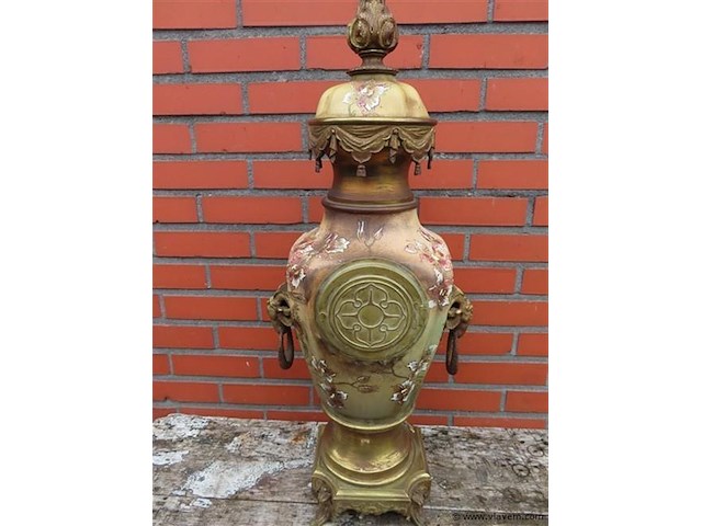 Art-nouveau klok met bronzen elementen - afbeelding 2 van  11