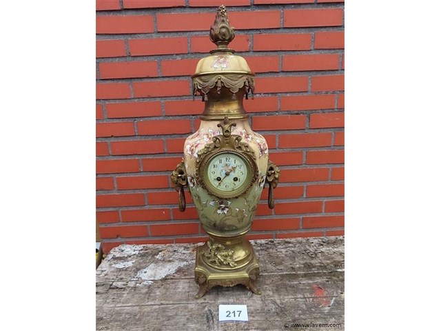 Art-nouveau klok met bronzen elementen - afbeelding 1 van  11