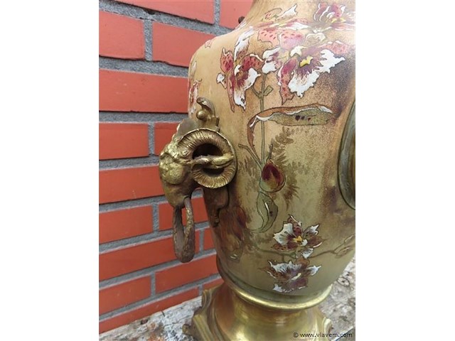 Art-nouveau klok met bronzen elementen - afbeelding 4 van  11