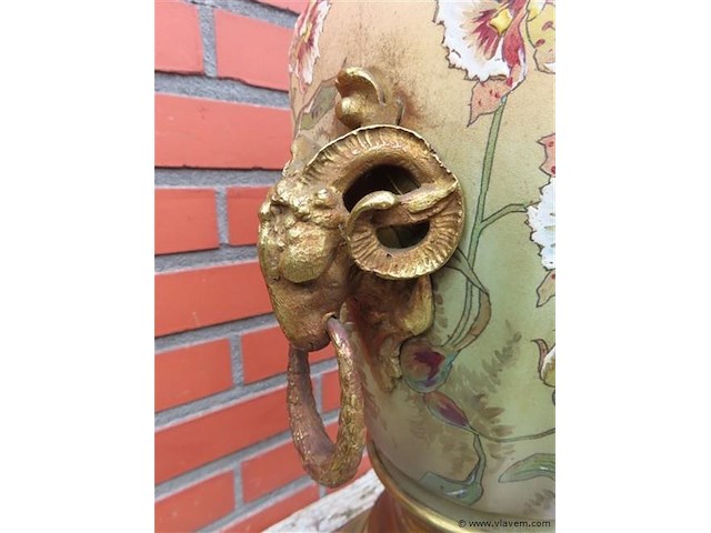 Art-nouveau klok met bronzen elementen - afbeelding 5 van  11