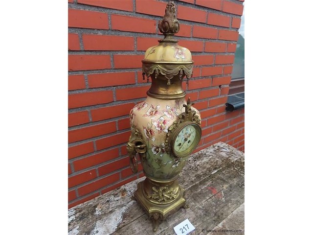 Art-nouveau klok met bronzen elementen - afbeelding 8 van  11