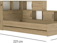 Artisan eiken tienerbed erwan 90 x 200 cm met opbergruimte - afbeelding 6 van  7