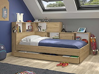 Artisan eiken tienerbed erwan 90 x 200 cm met opbergruimte - afbeelding 1 van  7