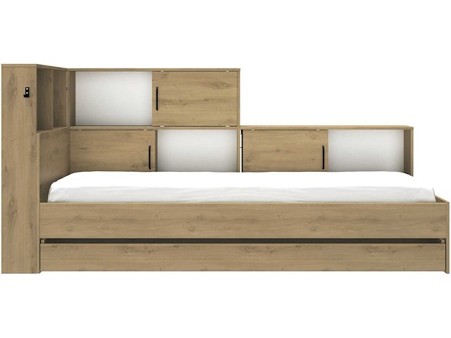 Artisan eiken tienerbed erwan 90 x 200 cm met opbergruimte - afbeelding 2 van  7