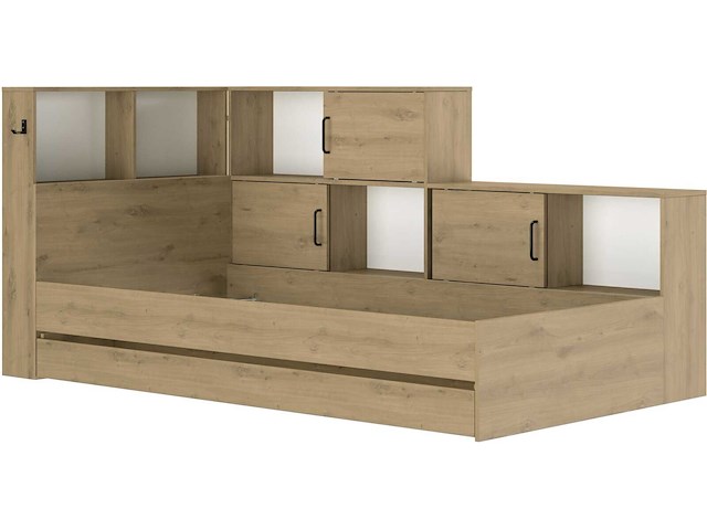 Artisan eiken tienerbed erwan 90 x 200 cm met opbergruimte - afbeelding 4 van  7