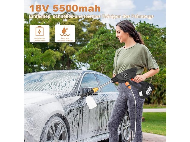 Asuncell accu-hogedrukreiniger met 2 x 5500 mah accu's - afbeelding 3 van  4