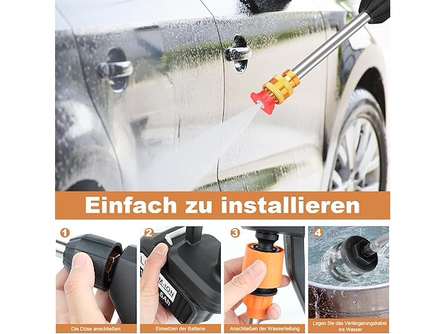 Asuncell accu-hogedrukreiniger met 2 x 5500 mah accu's - afbeelding 3 van  6