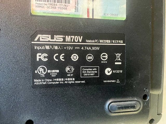 Asus m70v laptop - afbeelding 9 van  10
