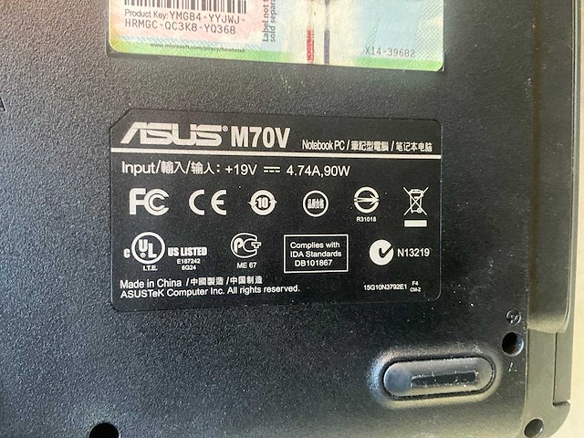 Asus m70v laptop - afbeelding 8 van  10
