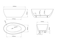Asymmetrisch vrijstaand bad - 245 l - 160 x 82 x 58 cm - mattzwart - acryl - afbeelding 4 van  5