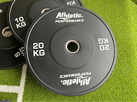 Athletic performance bumperplates 100kg 2x20;2x15;2x10kg;2x5kg krachtstation - afbeelding 1 van  3