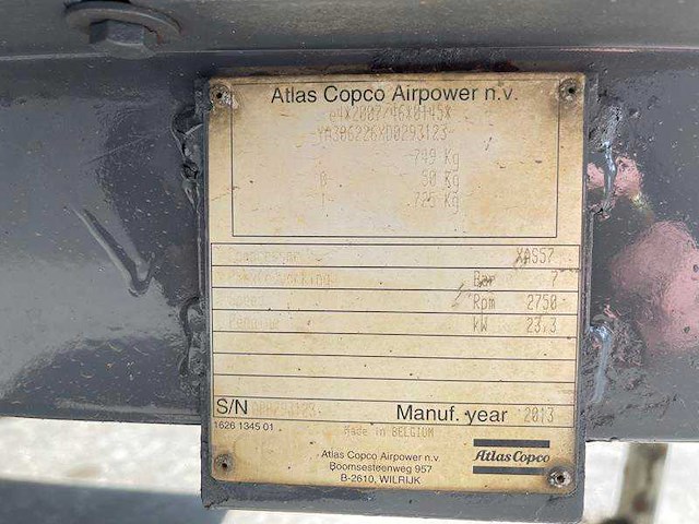 Atlas copco - xas 57 dd - mobiele compressor - 2013 - afbeelding 2 van  7