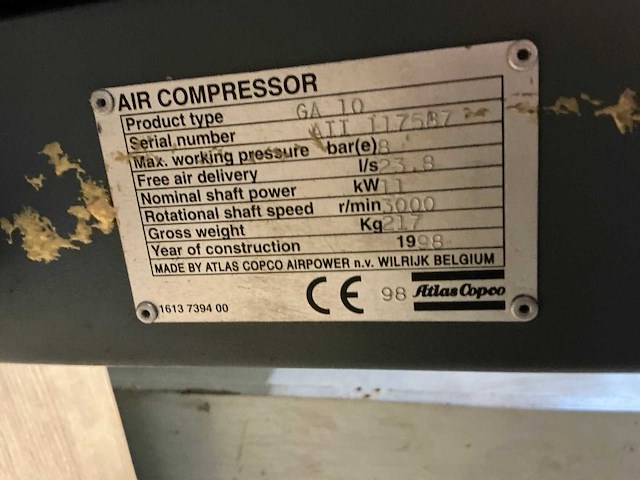 Atlas copco ga10 luchtcompressor - afbeelding 3 van  4