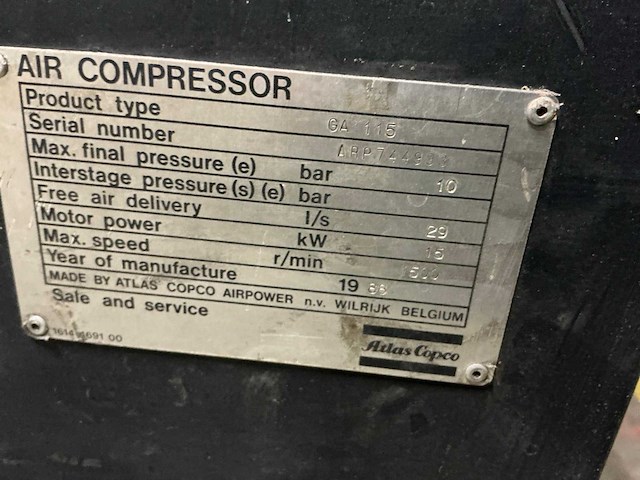 Atlas copco ga115 luchtcompressor - afbeelding 4 van  6