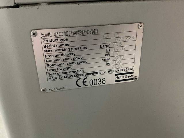 Atlas copco ga15 schroefcompressor - afbeelding 2 van  4